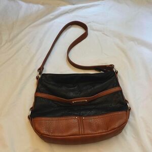Vintage black and brown leather purse from Stone Mountain USA